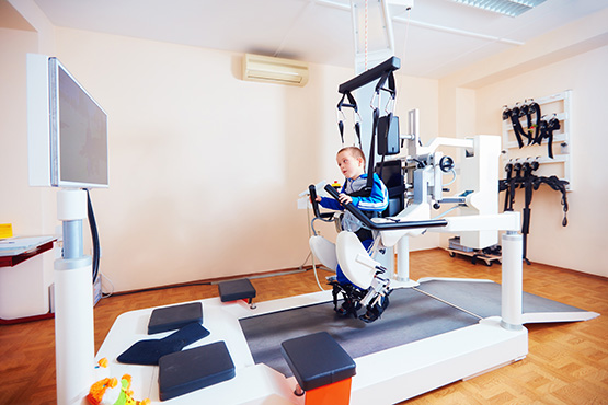 Child undergoing physical therapy